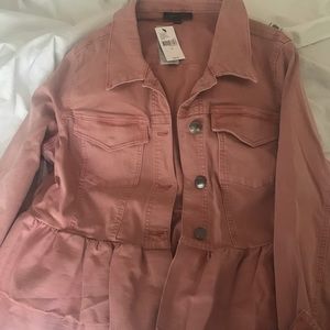 Pink Lane Bryant Ruffled Jean Jacket size 24 NWT